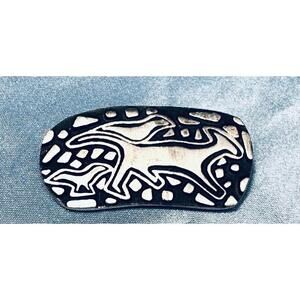 Vintage 2000 Alice Seely "Gift of the Kahuna" Pewter and Black Brooc